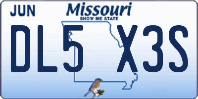 MO license plate DL5X3S