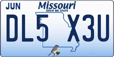 MO license plate DL5X3U