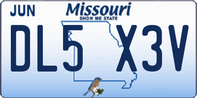 MO license plate DL5X3V