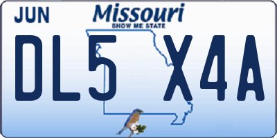 MO license plate DL5X4A
