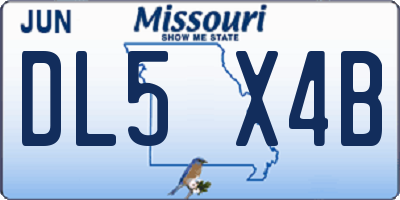 MO license plate DL5X4B