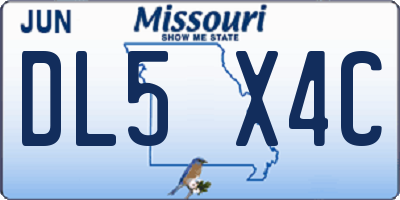 MO license plate DL5X4C
