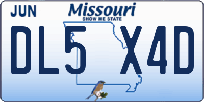 MO license plate DL5X4D
