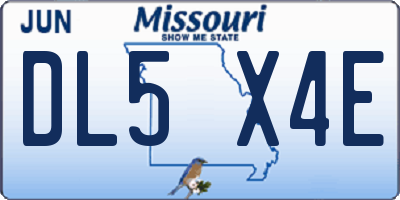 MO license plate DL5X4E