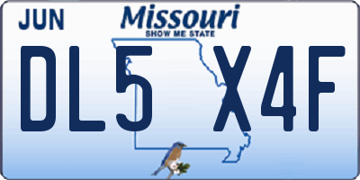 MO license plate DL5X4F