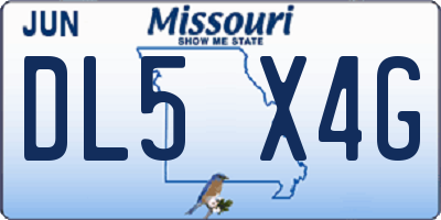 MO license plate DL5X4G