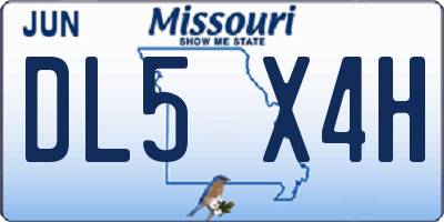 MO license plate DL5X4H
