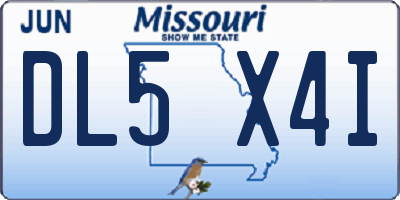 MO license plate DL5X4I