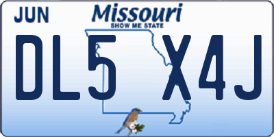 MO license plate DL5X4J