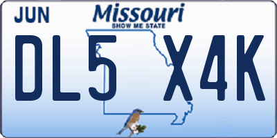 MO license plate DL5X4K