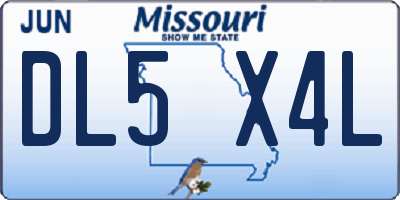 MO license plate DL5X4L