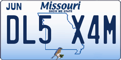 MO license plate DL5X4M
