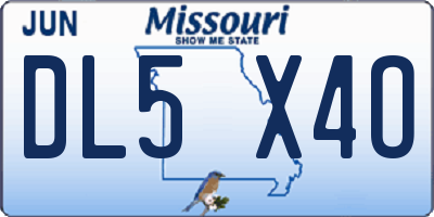 MO license plate DL5X4O
