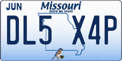 MO license plate DL5X4P