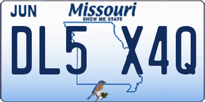 MO license plate DL5X4Q
