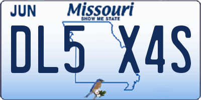 MO license plate DL5X4S
