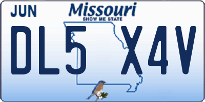 MO license plate DL5X4V