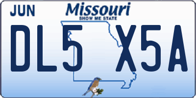 MO license plate DL5X5A