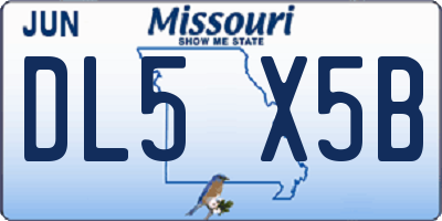 MO license plate DL5X5B