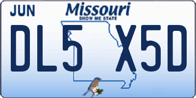 MO license plate DL5X5D