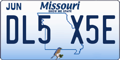 MO license plate DL5X5E