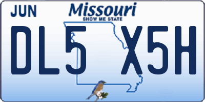 MO license plate DL5X5H