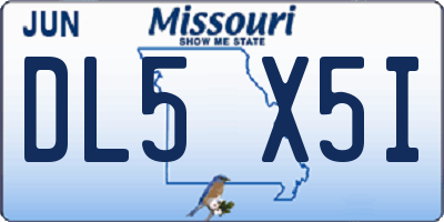 MO license plate DL5X5I