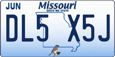 MO license plate DL5X5J