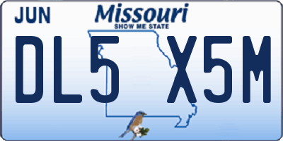 MO license plate DL5X5M
