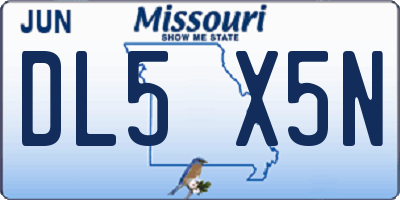 MO license plate DL5X5N