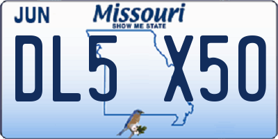 MO license plate DL5X5O