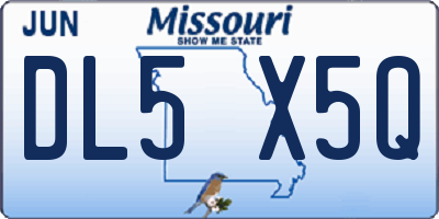 MO license plate DL5X5Q