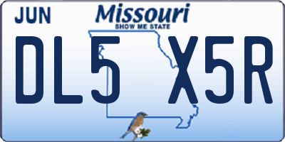 MO license plate DL5X5R