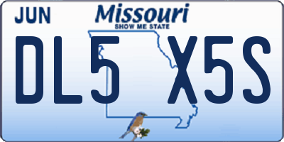 MO license plate DL5X5S
