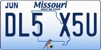 MO license plate DL5X5U