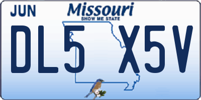 MO license plate DL5X5V
