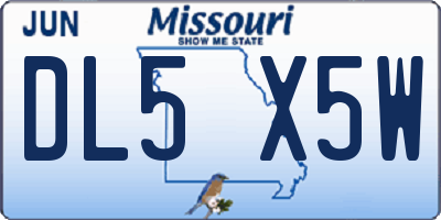 MO license plate DL5X5W