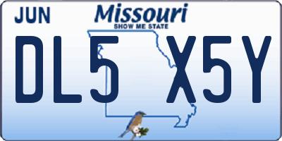 MO license plate DL5X5Y