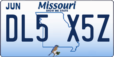 MO license plate DL5X5Z