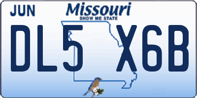 MO license plate DL5X6B