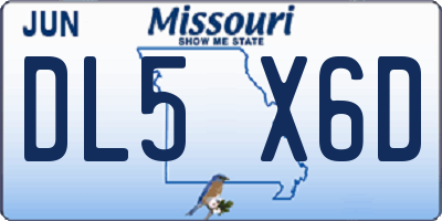MO license plate DL5X6D