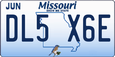 MO license plate DL5X6E