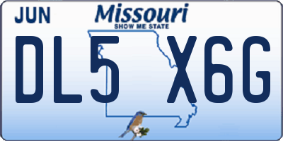MO license plate DL5X6G