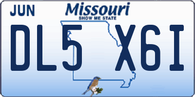 MO license plate DL5X6I