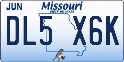 MO license plate DL5X6K