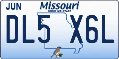 MO license plate DL5X6L