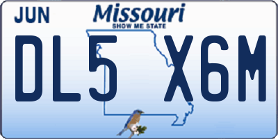 MO license plate DL5X6M