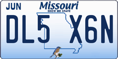 MO license plate DL5X6N