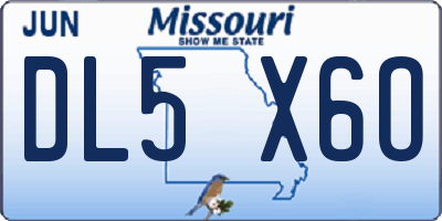 MO license plate DL5X6O