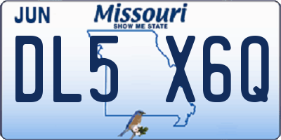 MO license plate DL5X6Q